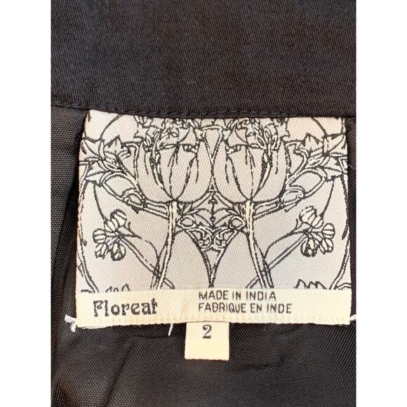 Anthropologie Scroll Jute Embroidered Black Pencil Skirt Career Church Preppy - Picture 8 of 9